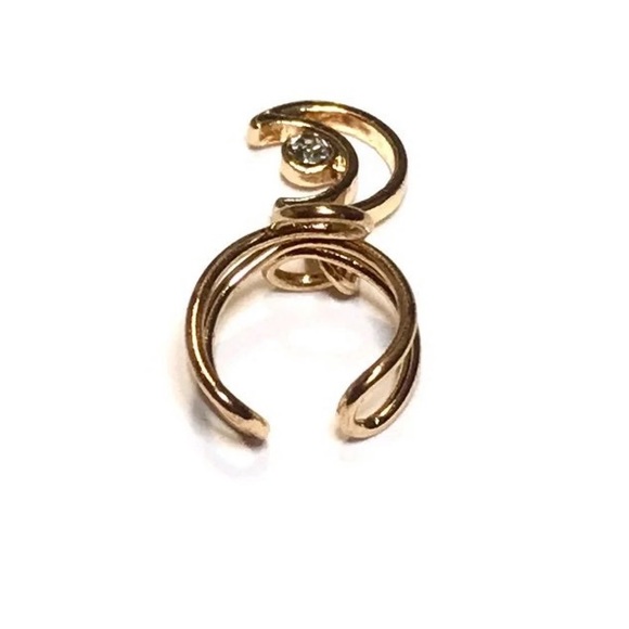 Moon Charm Double Wire Ear Cuff Wrap Earring - Picture 2 of 5